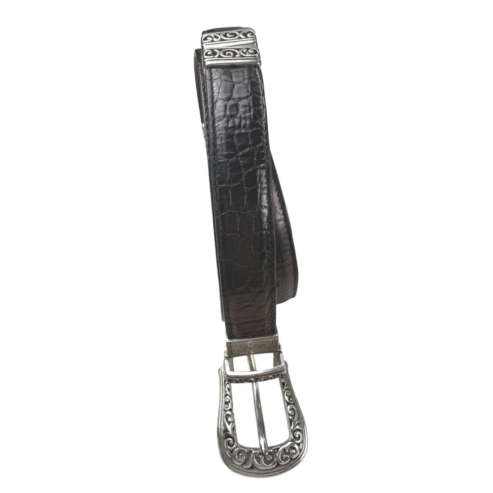Brighton Womens XL 36‎ Reversible Croc Embossed Leather Western Filigree Belt